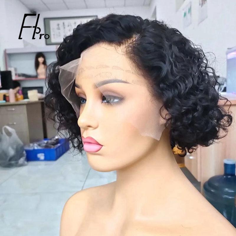 Short Pixie Cut Bob Lace Front Wig Curly Virgin Hair